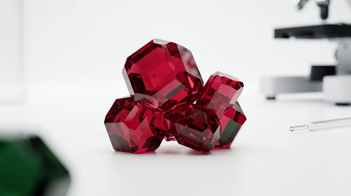 Resveratrol Longevity: Macro photography of deep crimson crystalline polyphenol structures representing cellular stress resistance | RevitaPlus ScienceBits