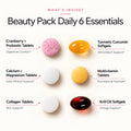 RevitaPlus Beauty Pack six daily essentials including cranberry probiotics, turmeric curcumin, calcium magnesium, multivitamins, collagen and krill oil
