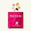 RevitaPlus Beauty Pack daily supplement sachet with six tablets and softgels on a clean ivory background